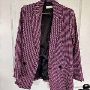 Mango Pink and Black Houndstooth Blazer